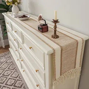 Hot-Selling Jute Table Runner Light Luxury Dining Table High-End Long Vintage Tablecloth Home Decoration