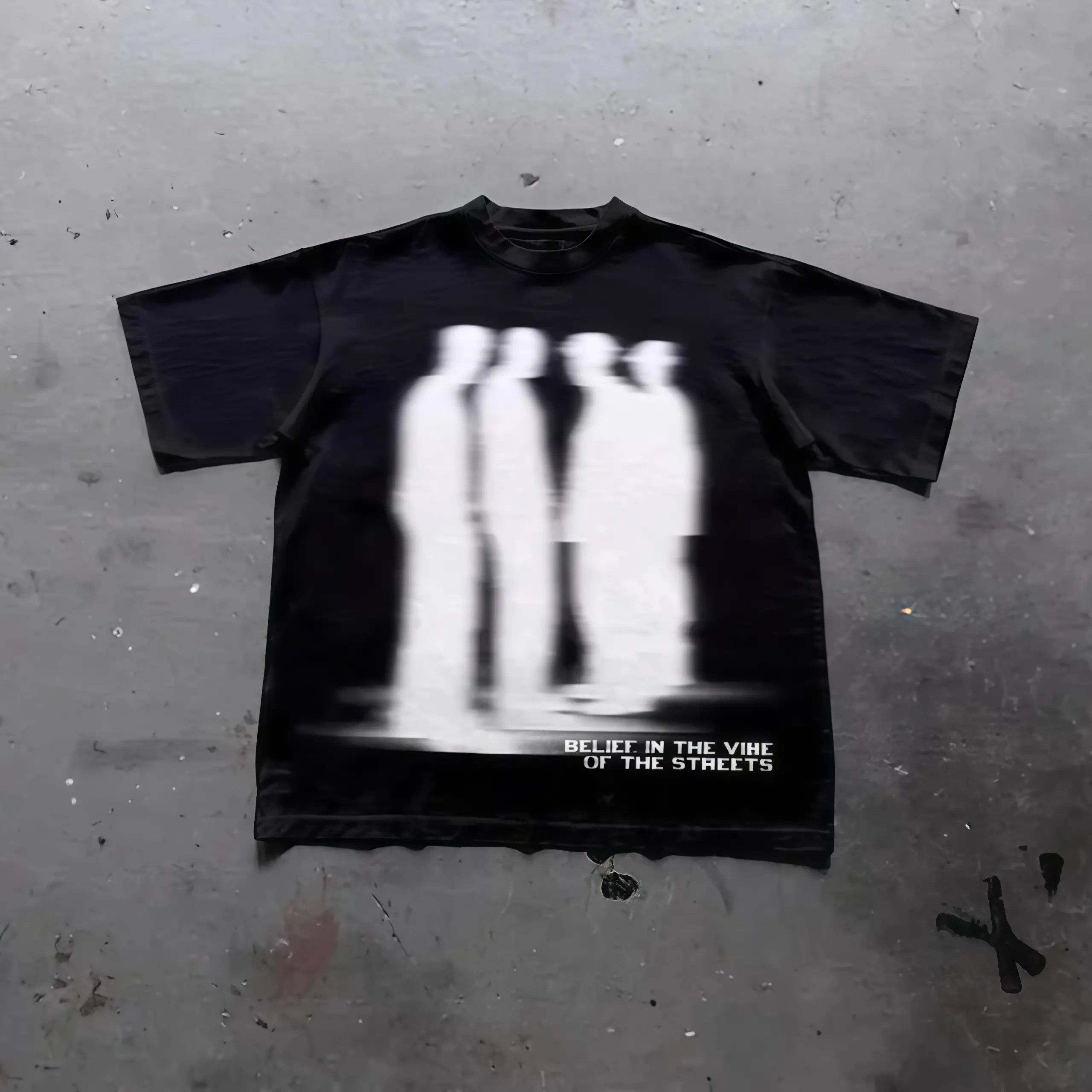 Street Atmosphere Virtual Shadow Characters Shadow Graphic T-Shirt, grunge y2k emo scene tapout goth amity affliction Men's and Women's Gifts Retro summer OOTD Casual Cotton Menswear Crew Neck Graphic Print Tee Top Womenswear Streetwear Tshirt