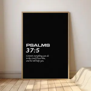 Christian Motivation | Daily Verse | Psalm 37:5 Poster No Frame | Christian Decor