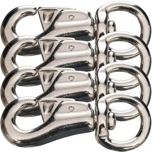 Round Eye Bull Snap, Nickel Plated Iron, 7/8" x 4" Heavy Duty Hardware Clip for Horse Tack, Halter, Bridle, Reins, Dog Leash, Rope, Chain, Strap, Keychain, Lanyard, Outdoor DIY - 4 Pack