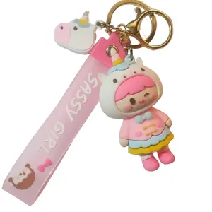 Kawaii Kloud Sassy Girl Unicorn Keychain