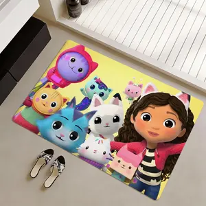 Gabbys Dollhouse anime Floor Mat Non-Slip Soft Flannel Thickened Rug Indoor Door Mat, Ultra Soft Absorbent Wear-Resistant Floor Mat for Living Room Hallway Entryway Front Door Porch, Durable Non-Skid Home Decoration Mat for Indoor Daily Use