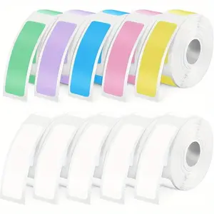 1600 pieces, 12 x 40mm thermal label adhesive tape, label manufacturing tape, for label printers P15/D30/D32/D35/L11, 1600 labels/10 rolls (5 colored + 5 white)