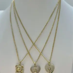 YG Yarigaby Jewelry CADENA CON DIJES 50CM Heart & Teddy Bear Pendants Gold Plated Necklace