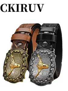 Unisex Vintage Western PU Leather Belt, Animal Print Floral Embossed, Fashionable Versatile Waistband for Jeans and Dresses, All-Season Wear Western Concho Belts