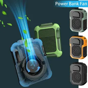 Rechargeable Portable Fan with Clip-On Belt, 6000mAh 24H Outdoor Wearable Fan, 3-Speed Personal Fan Power Bank for Camping, Hiking, Travel Essentials