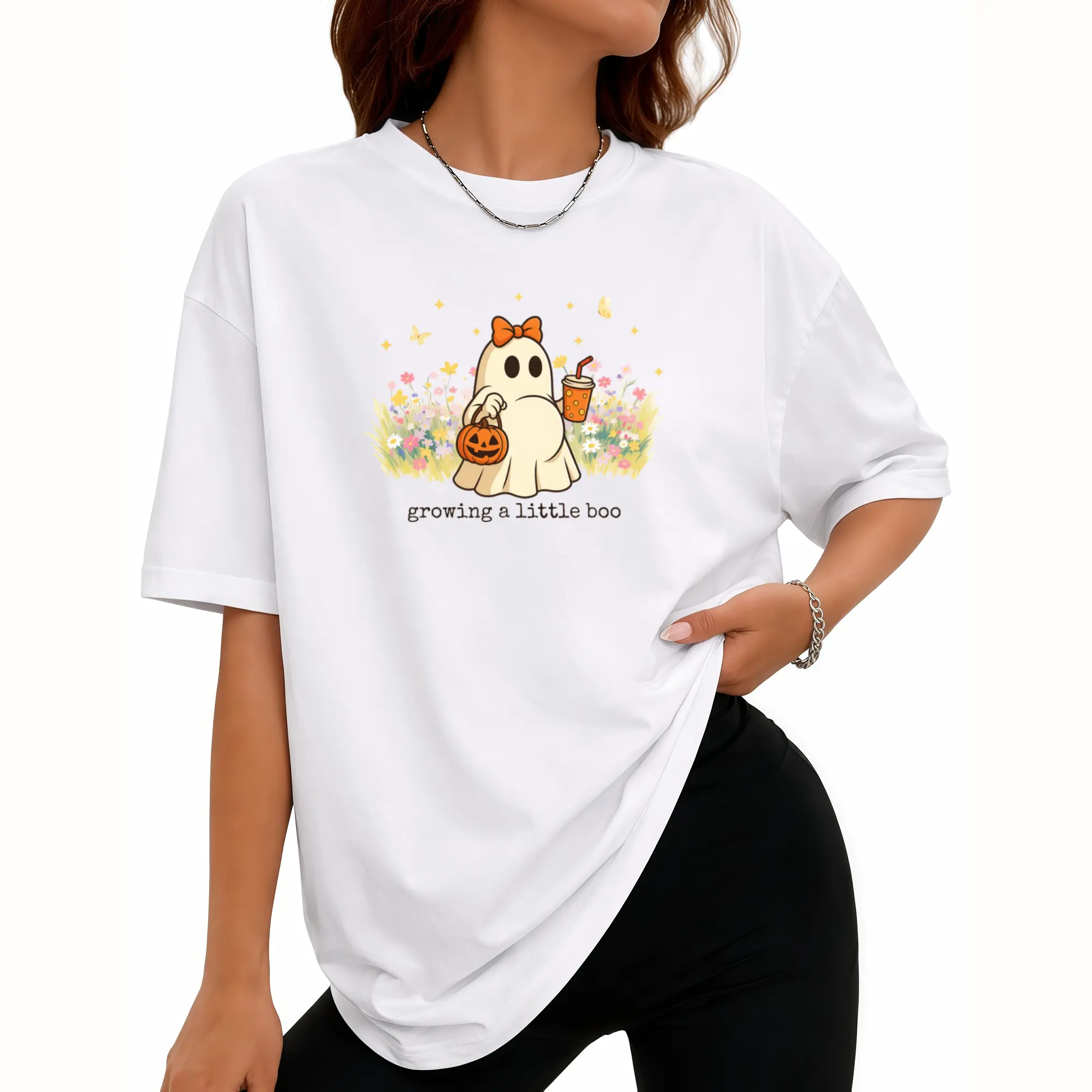 Halloween Maternity Shirt, Growing A Little Boo, Funny Pregnancy Announcement  Shirt, Spooky Pregnant Costume, New Mommy