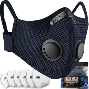 BASE CAMP Family Pack Dust Mask, Breathable Reusable Respirator Mask with 6 Activated Carbon Filters