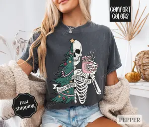 Sorta Merry Sorta Scary Christmas Shirt Comfort Colors Holiday Tshirt,  Women's Holiday Tee