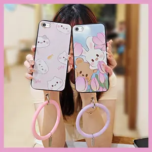 Cute Protective Phone Case For iphone 5/5S/SE Youth Solid Color Anti-knock Personality Soft Case Back Cover Ring Creative heat dissipation Funny Bracelet Waterproof Dirt-resistant