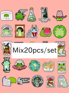 Randomly Mix 20pcs/set Kawaii Frog Enamel Pins, Cute Cartoon Animal Design Badges, Stylish Accessories for Bags Clothing Hats