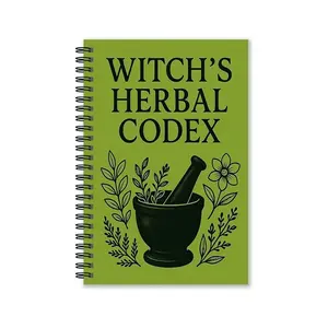 Witch Herbal Spiral Notebook with Herbal Collection, Herbalist Recipes, Plant Illustrations, Personalized Design, Perfect for Herb Lovers