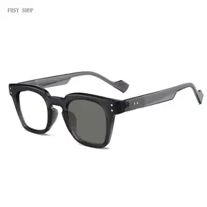 FHSY SHOP Black & Grey 2-in-1 Sunglasses & Eyeglasses UV400 & Blue Light Blocking Lightweight Square Frame for Men Women Driving Casual Daily Wear Fashion Eyewear