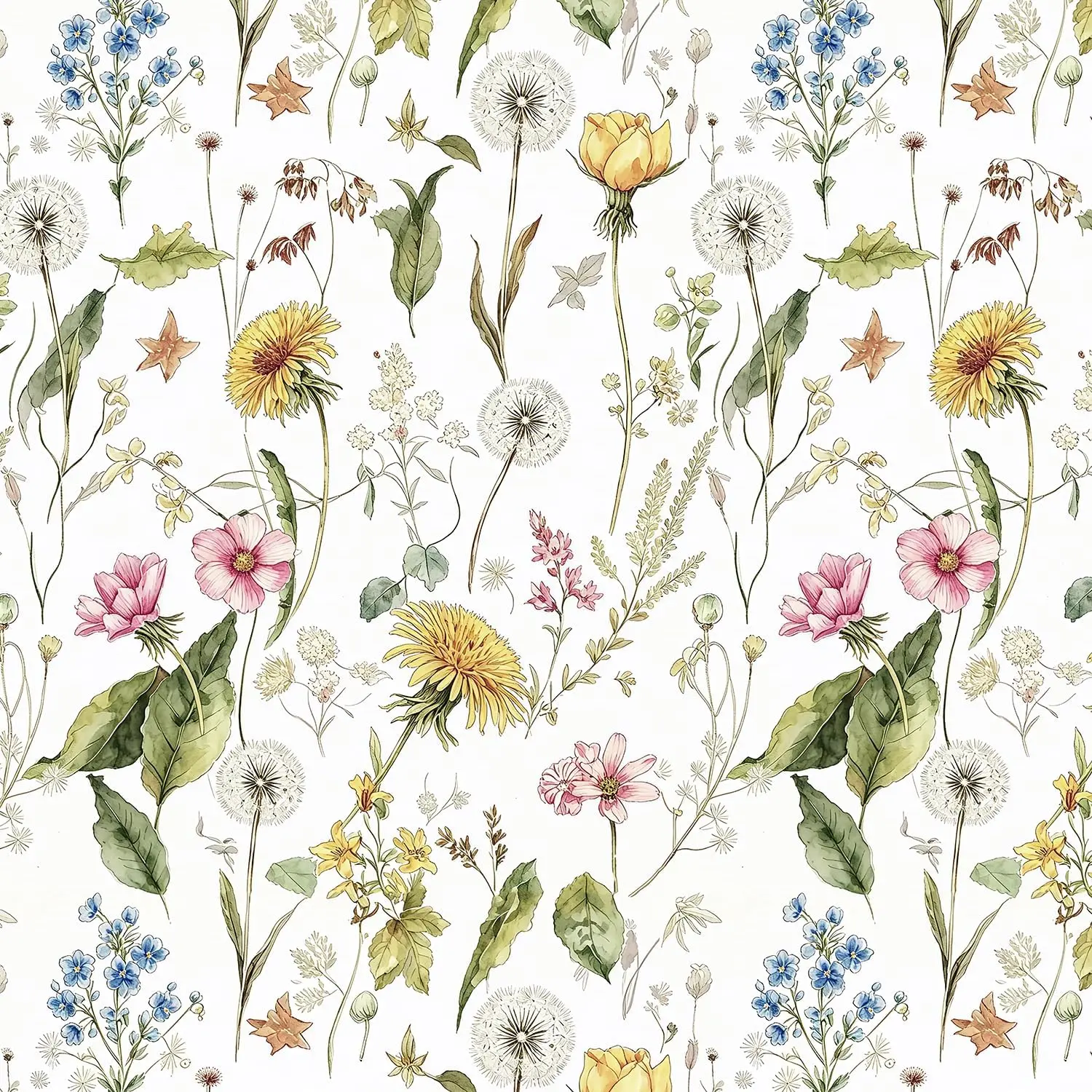 Floral Peel and Stick Wallpaper Wildflower Leaf 16.9"x118.1"