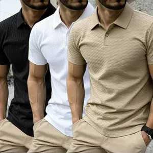 Men’s Solid Color Polo Shirt, Lightweight, Comfortable, Breathable, Short-Sleeve, Turn-Down Collar — New for Summer, Pack of 3, Outdoor Golf/Tennis Sportswear neck polo shirt v muscle