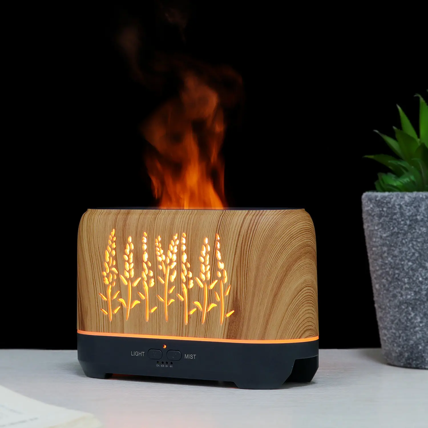 Flame Effect Lavender Aroma Diffuser Humidifier - USB-Powered, Small-Size, Flame Light, Portable USB Night Lamp for Home, Office