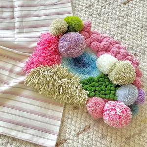 Handmade Tufted 3D Pink Colorful Coaster, Gift Idea, Handmade, Nature Inspiration, Bar Coaster, Table Coaster, Baverage, Wine Tableware,   ChillFuzz cup coaster