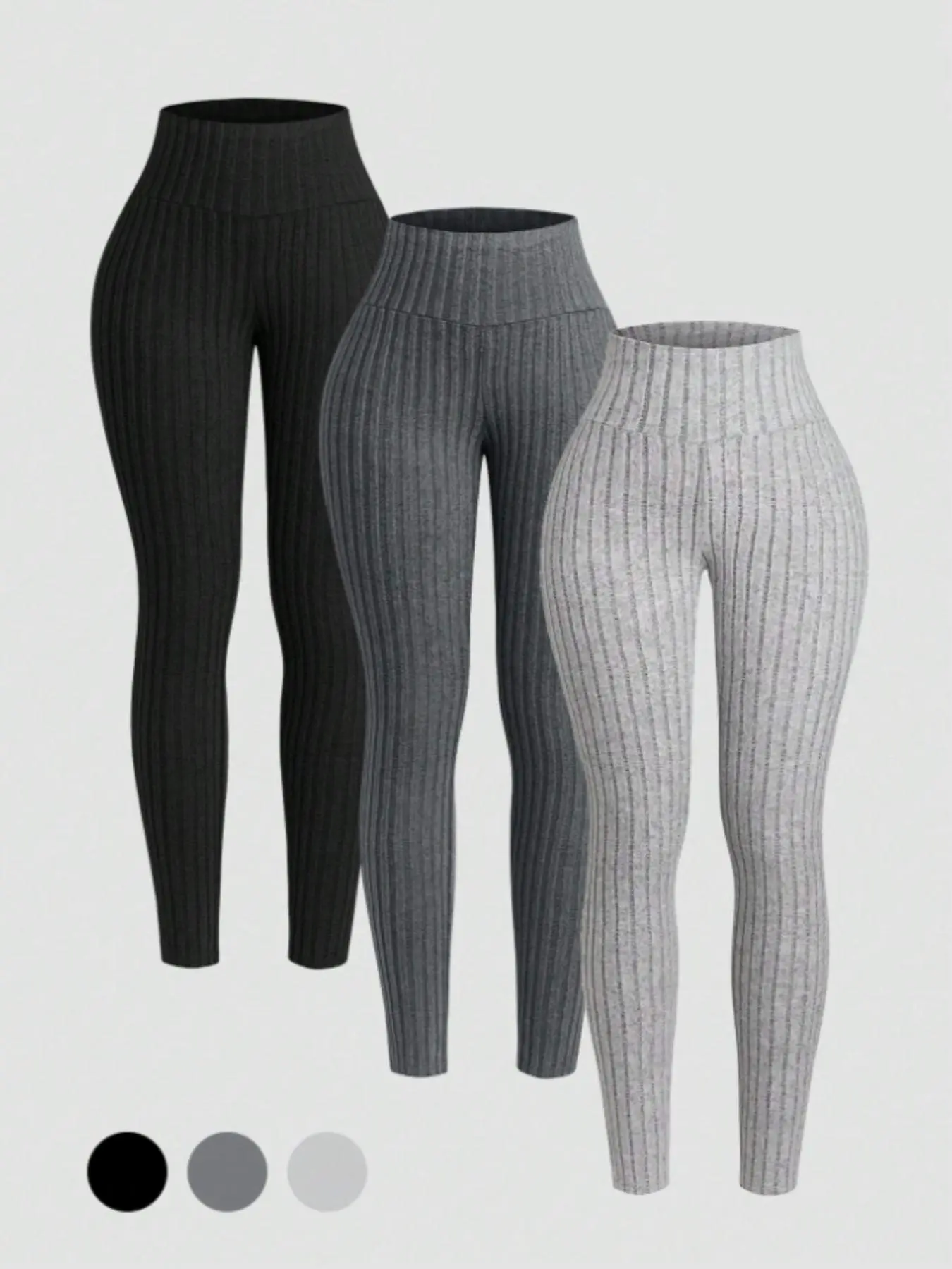 Women's Solid Ribbed Skinny Fitted Pants, Casual Comfy Warm Knit Leggings for Daily Wear, Ladies Bottoms for Summer, Basic