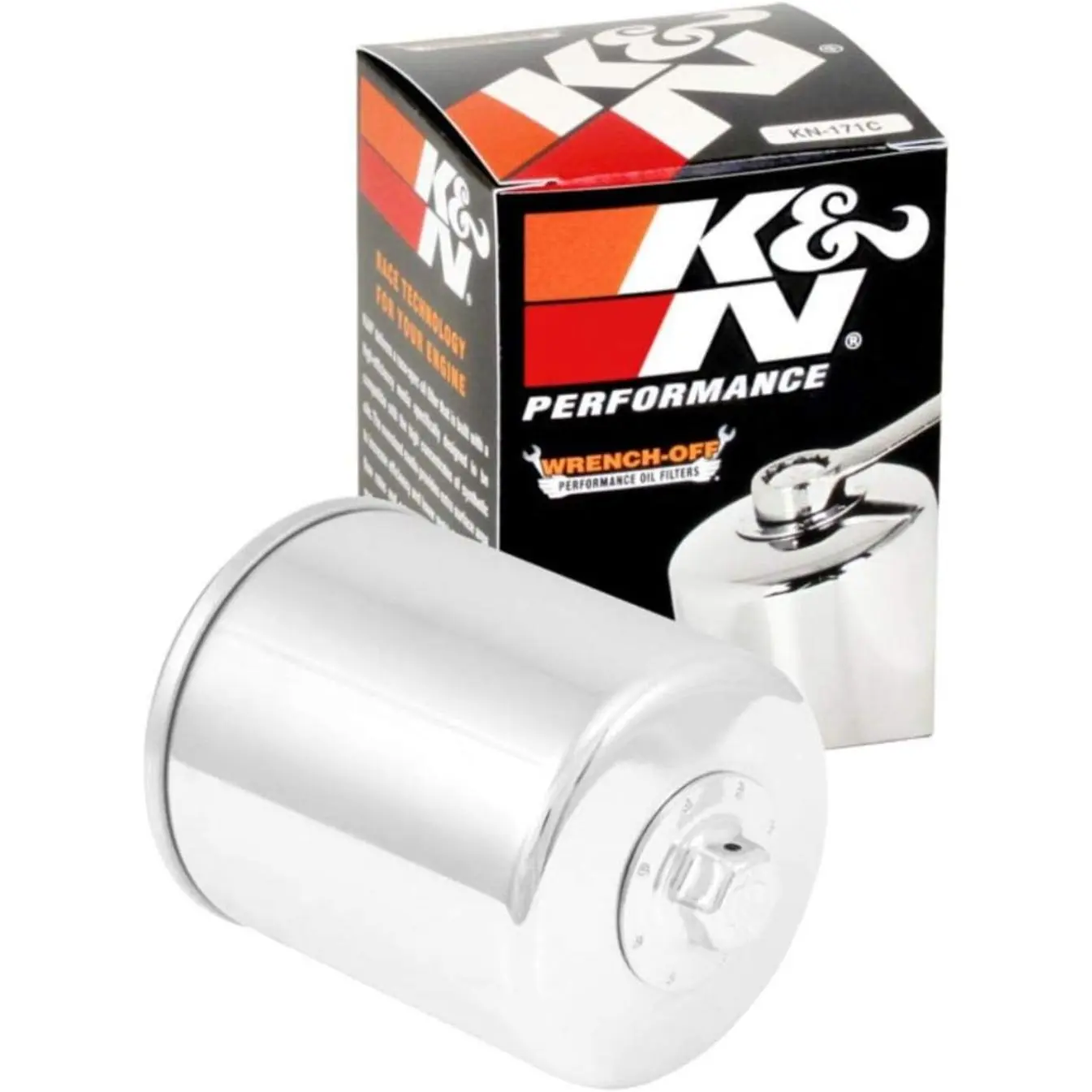 Motorcycle Oil Filter: High Performance, Premium, Designed to be used with Synthetic or Conventional Oils, Wrench Off Nut: Fits Select Motorcycles For Motorcycle, Buell, KN-171C