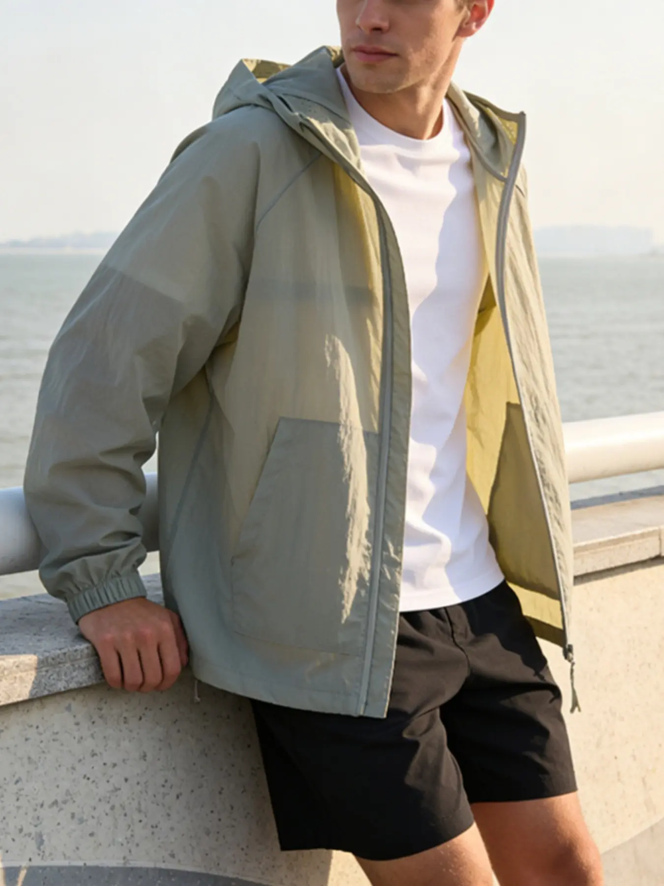 Men's Summer Quick-Dry Hooded Jacket, Lightweight Breathable Outdoor Sports Coat, Active Jacket, Long Sleeve Loose-Fit Outerwear for All Seasons, Athletic Jackets