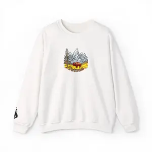 Grand Teton Crewneck Sweatshirt — Bucking cowboy sleeve