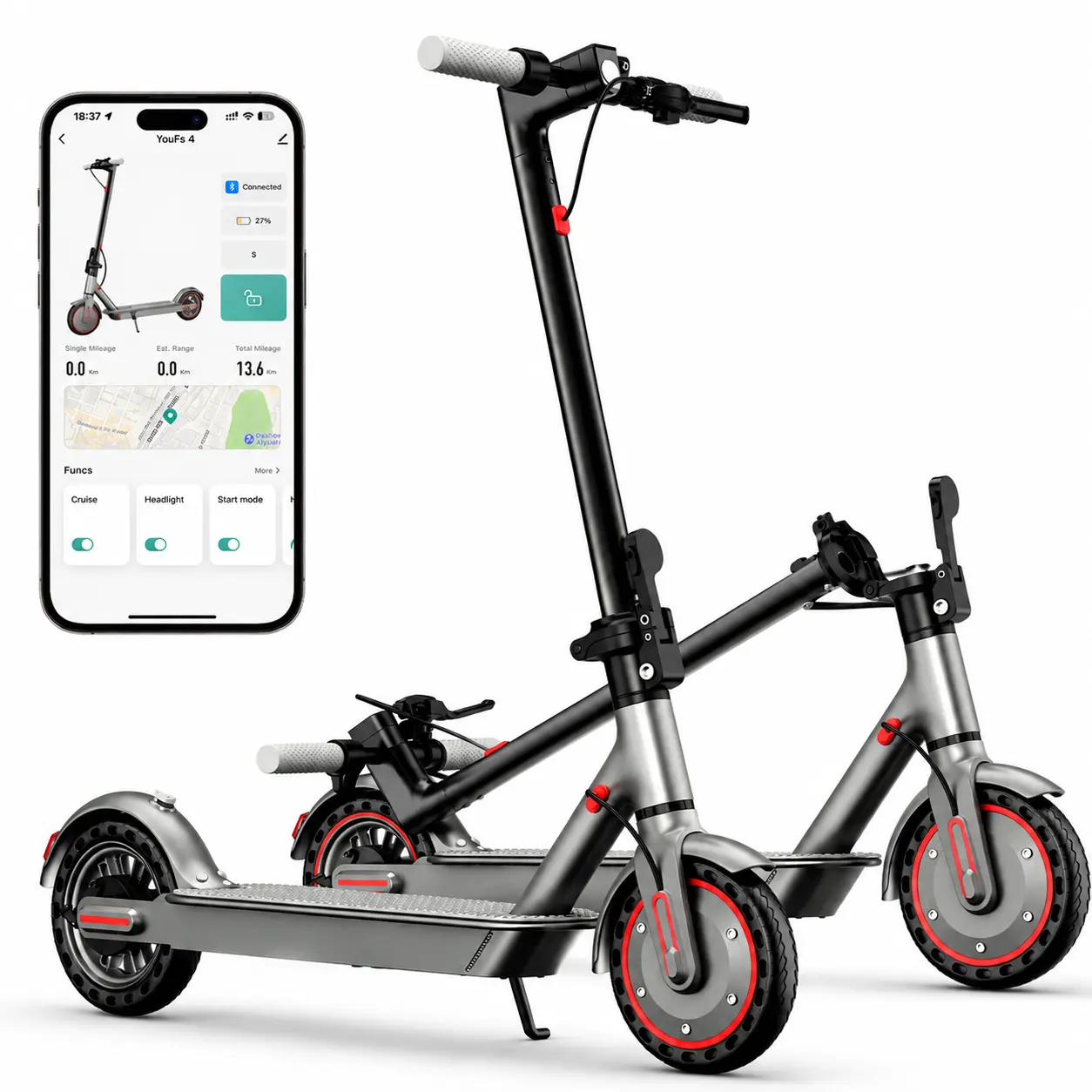 US 2025 Electric Sooter  Lithium Battery 7.8h Battery 350W Brushless Motor Long Range Honeycomb Tire Lightweight Foldable Scooters