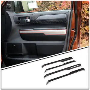 4-piece ABS Carbon Fiber Door Armrest Lower Trim Strips for 2014-2020 Toyota Tundra High-Quality DIY Protection