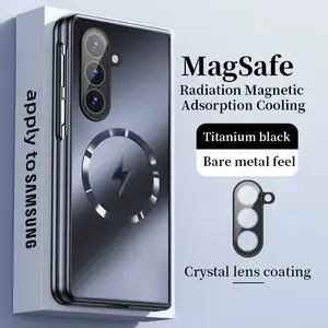 High-End Electroplated Magnetic Case for Samsung Galaxy Z Fold7/6, Wireless Charging Support, Anti-Fingerprint Folding Phone Cover