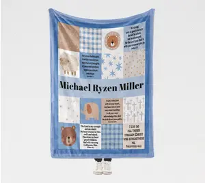 Personalized Scripture Blanket, Christian Gift, Woodland Animals Baby Gift, Bible Verses, Baptism Gift with Name Patchwork Blanket, Throw Blanket, Boy or Girl throw blanket gift idea warm lightweight soft throw