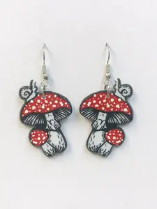 Cute Snail on Red Mushroom Earrings