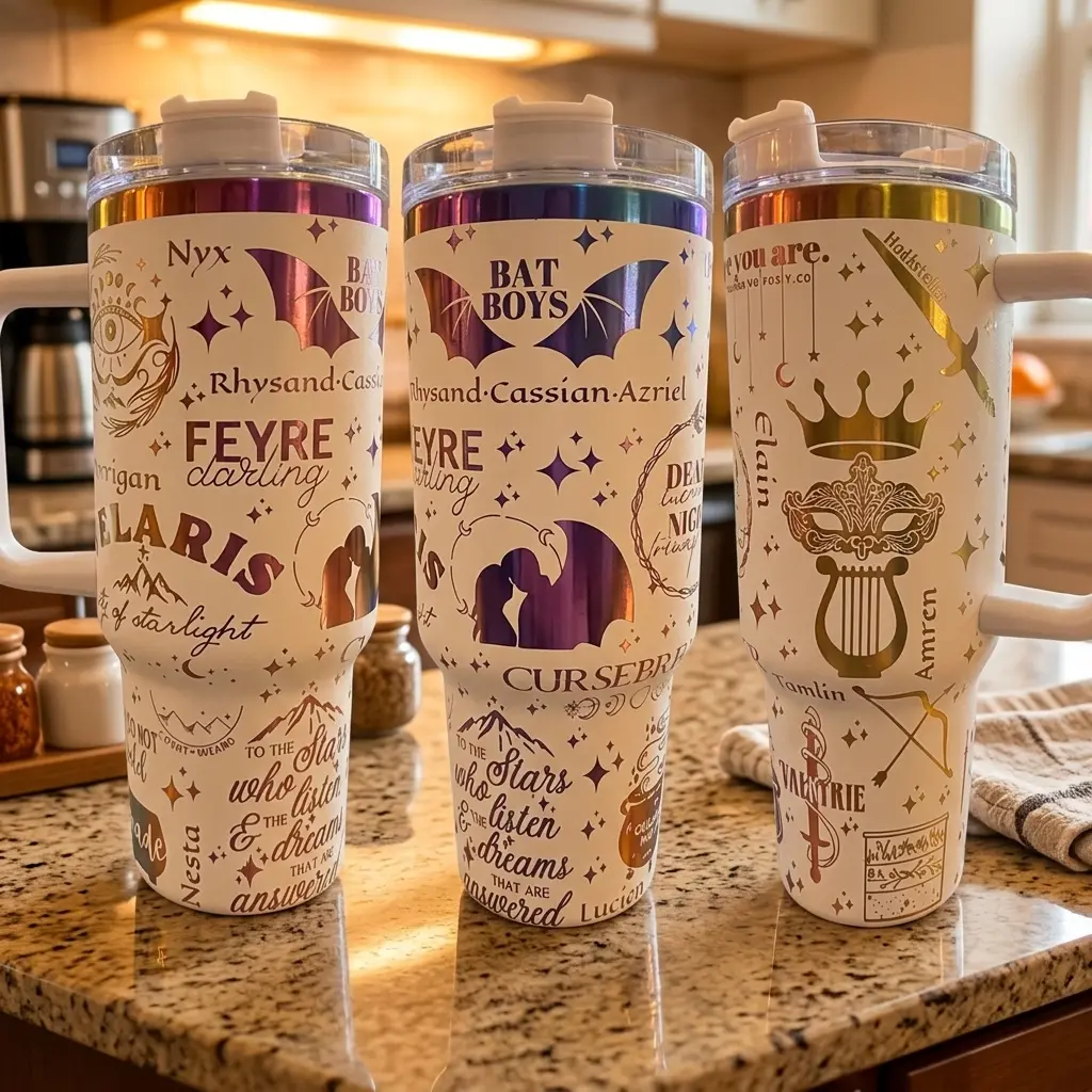 Velaris City of Starlight V4 Tumbler 40oz, Acotar Tumbler, Velaris Bookish Gift, Handle Stainless Steel Tumbler 40oz,