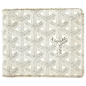 Pre-owned Goyard coated canvas and leather Small Leather Goods White Goyardine Coated Canvas Victoire Bifold Wallet Unisex