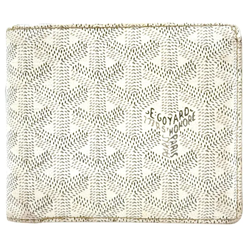 Pre-owned Goyard coated canvas and leather Small Leather Goods White Goyardine Coated Canvas Victoire Bifold Wallet Unisex