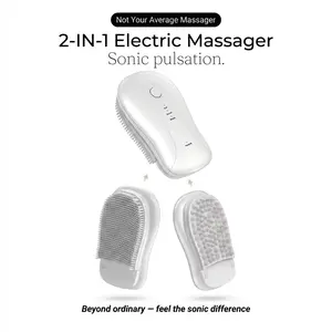 2-IN-1 Electric Sonic Body Scrubber & Massager  Handheld Soft Bristle Shower Back Scrubber for Deep Cleansing & Dead Skin Removal | Rechargeable Waterproof 3 Speed Bathroom Must Have for At Home Spa & Self Care