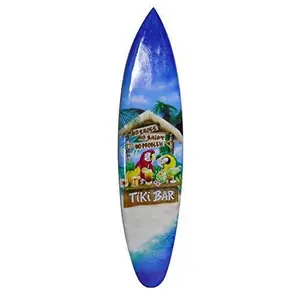 " NO SHOES NO SHIRT NO PROBLEM TIKI BAR " Beach Parrot Happy Hour Hard Wood Handmade AIRBRUSHED ART Corona Beer Palm Tree 39" Surfboard Sign Wall Plaque Art