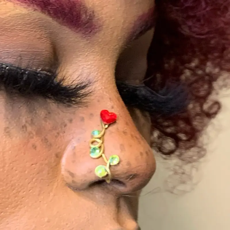 GLASS ROSE Nose Cuff - Non-Piercing Nose Jewelry in Silver Gold Copper & Bronze - Tarnish Resistant Nose Ring
