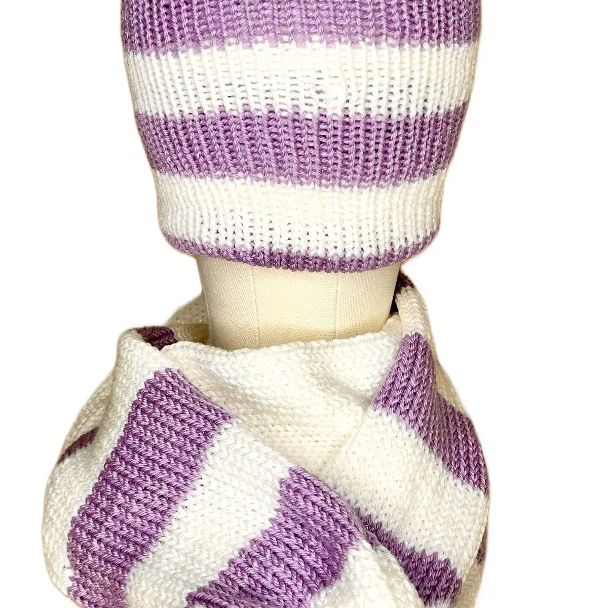Handmade Faux Fur Poms Hat and Scarf Set for Women