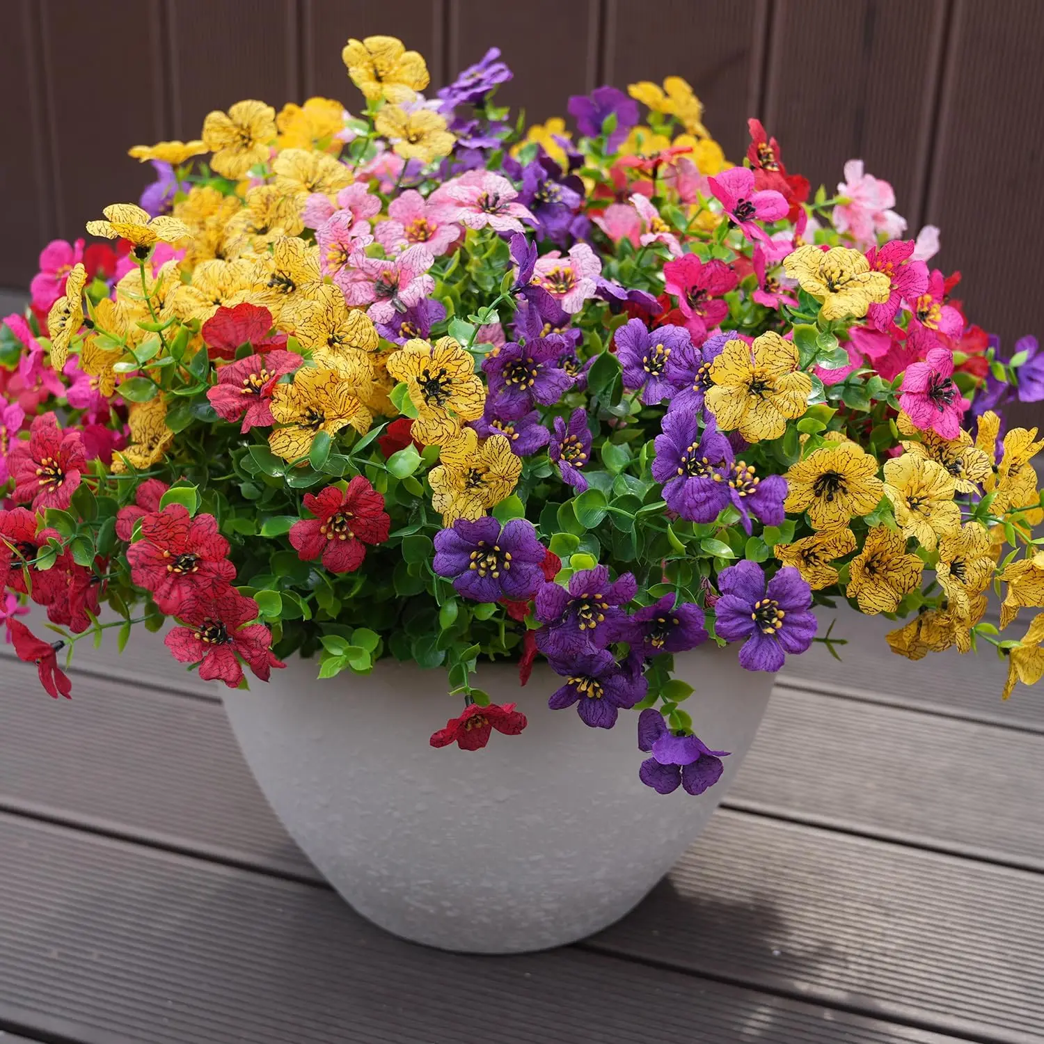 12 Bundles Artificial Flowers for Indoor &Outdoor Home Weatherproof Fake Greenery, Artificial Outdoor Flowers UV Resistant Colorful Fake Flower, Artificial Mums Hanging Flowers for Outdoor Porch Basket