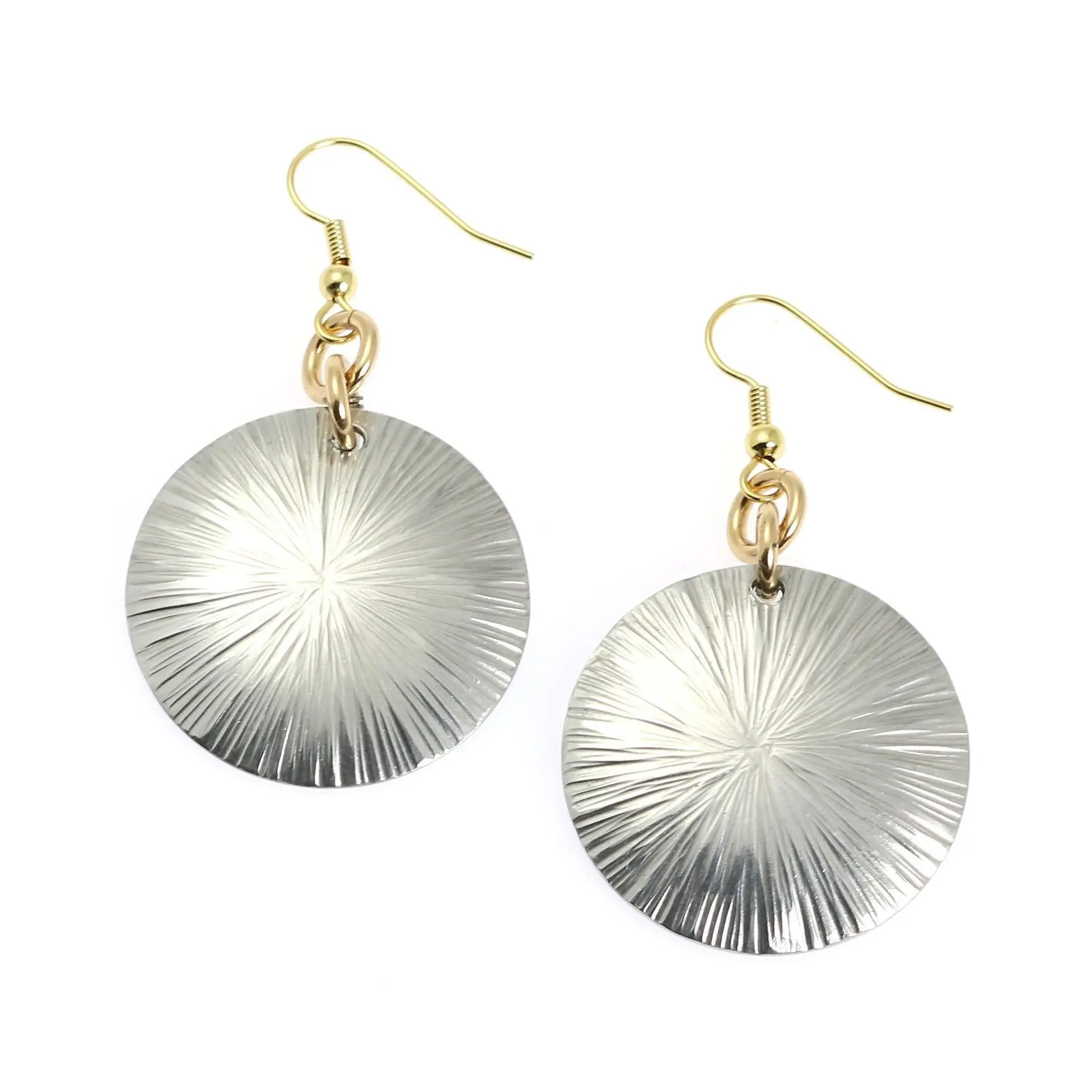 Large Aluminum Sand Dollar Disc Earrings