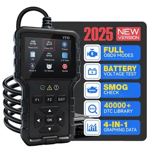 Professional Obd2 Diagnostic Scanner Tool, Automotive Scan Tool, USB Powered, Engine Fault Detector, Code Reader, Battery Tester, I/m Ready, 10 Languages Support