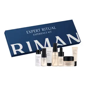 RIMAN Expert Ritual Experience Kit - 7-Piece Travel Size Gift Set with Active Clean Up Powder Vieton Oil Mist Camne Balance Gel & More Vegan Skincare Routine Enhancer Serum Daily