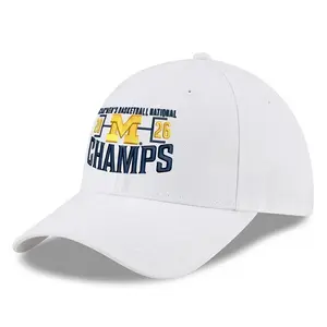 Men's Basketball National NCAA Champs 2026 M-Michigan Embroidered Baseball Cap Custom Thread Color Vintage Soft Cotton Adjustable Hat Trendy Streetwear Gift for Men & Women