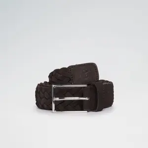 Brown Woven Suede Belt