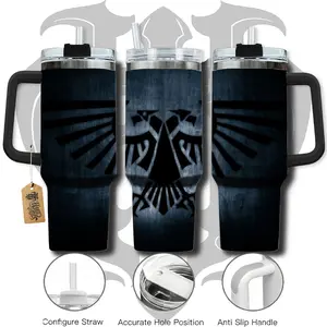 HardTimesMerch 40oz Stainless Steel Handle Tumbler - Insulated Beverage Mug, Anime-Inspired Washable Kitchen Drinkware, Large Iced Coffee Cup with Lid, Manga Fighter Otaku Gift