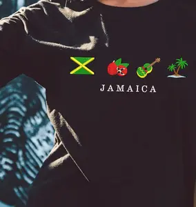 Jamaica Embroidered Sweatshirt For Machine, Jamaican Flag, Ackee Fruit, Reggae Music, Doctor’s Cave Beach