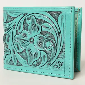 American Darling Western Bifold Wallet Handcrafted from Tooled Genuine Leather | Floral Carved Design with Multiple Card Slots