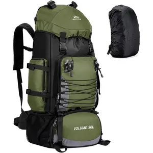 90L Hiking Backpack,  Camping Bag with Rain Cover, Lightweight Backpacking  Pack