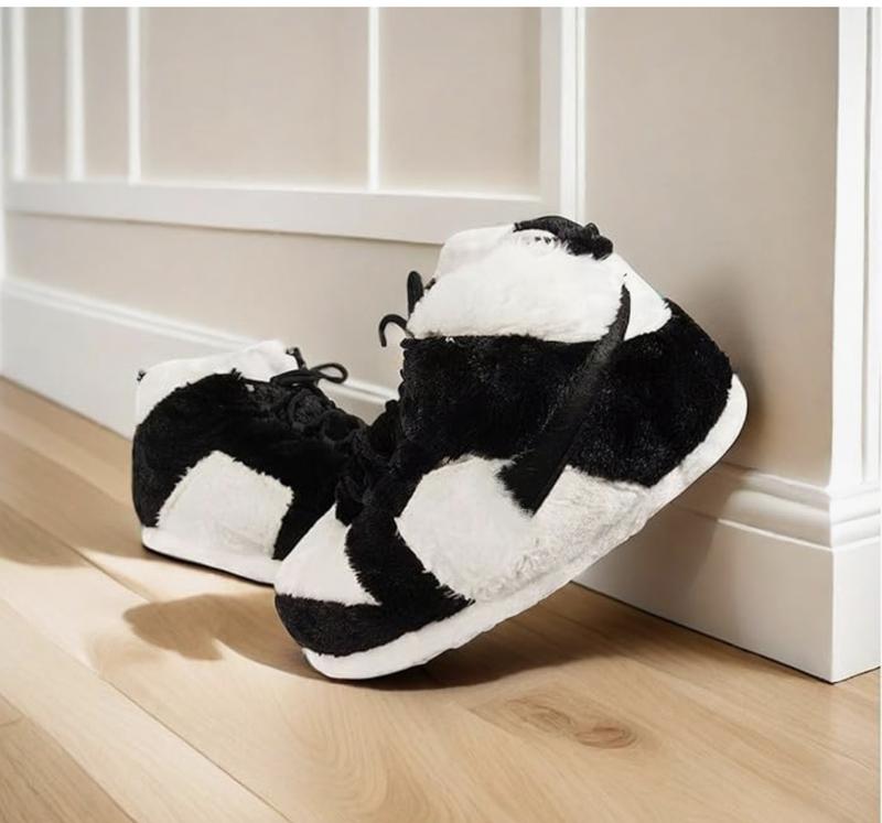 Fluffy Plush Sneaker Slippers – Trendy Furry Soft House Shoes, Anti-Slip Unisex Indoor Outdoor Slides, One Size Fits Most