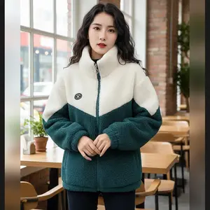 Women's Jacket Color Thickened Wool Long Sleeve Medium Length Jacket Warm Top Quilted Top Autumn/Winter Jacket Men's Women's Jacket