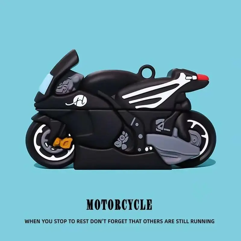 Motorcycle Creative Design Case for Apple AirPods 4, Compatible with AirPods 3 and AirPods Pro 2, Wireless Bluetooth-compatible Earbud Cover, Earphone Protective Cover